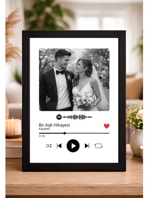 Woisco Kişiye Özel Hediye Spotify Tablo, Müzik Kapağı Çerçeveli Poster Tablo, Spotify Barkodlu