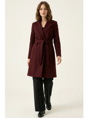 Queene Dreams Kuşaklı Kaban 9171 - Bordo