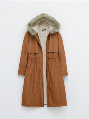 Queene Dreams Içi Peluşlu Sabit Kapşonlu Tünel Bağcıklı Uzun Mont-Hardal