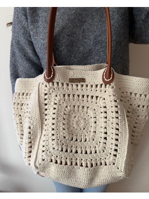 Kadın Koton Ip ,bambu Saplı,astarlı  El Çantası