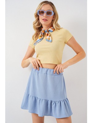 Queene Dreams Ayrobin Mini Etek 8054 - Mavi