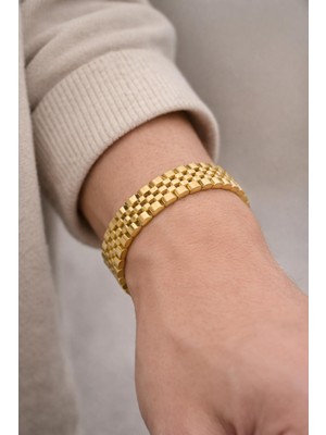 Unisex Rolex Tasarım Model Kararmaz Gümüş Çelik Bileklik