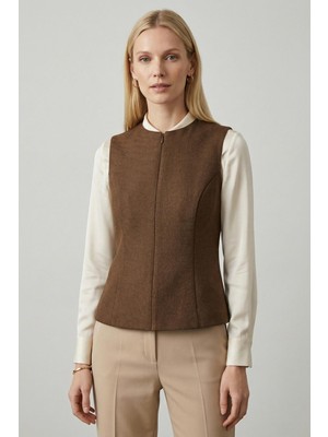 Rays 8433A Bisiklet Yaka Sıfır Kol Yelek Kahve