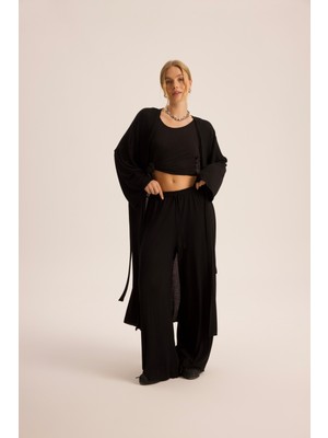 Mai Raina Siyah Kimono Basic Üçlü Takım