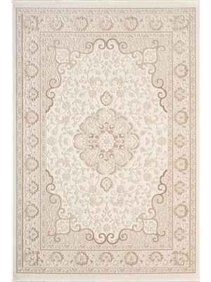 Karmen Halı Idol IO004B Krem Bej Halı Klasik Desen Akrilik Yumuşak Dokulu Pamuk Taban Tozu Az Salon Oturma Odası