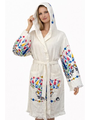 Emillie %100 Pamuk Müslin Bornoz Çini – Nefes Alabilen, Ultra Hafif, Hızlı Kuruyan Yazlık Bornoz