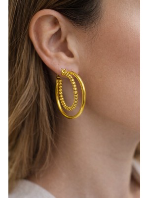 Kızılay Kuyumcusu 14 Ayar Altın Dorikalı Halka Küpe 3.33GR BGT0403