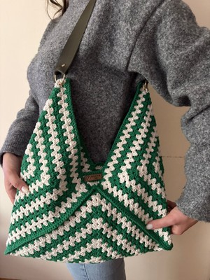 Nillys Kadın Koton Ip ,astarlı,suni Deri Saplı ,omuz Çantası (En 40 cm Boy 25 cm )