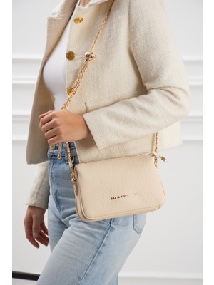 Orijinal Just Polo 4 Bölmeli Özel Zincir Aksesuarlı Kadın Omuz Çantası 7028