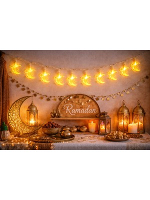 YDGR 5 Metre Dekoratif LED Ay Yıldız Gün Işığı Pilli Işık Duvar Dekoru