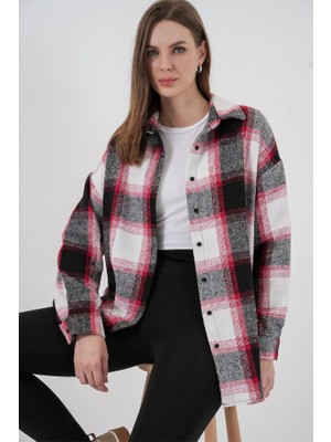 Queene Dreams Ekose Desen Oversize Oduncu Gömlek 3854 Kiremit