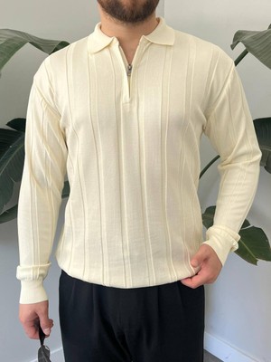 Essenza Erkek Fitilli Yarım Fermuarlı Polo Yaka Triko Kazak