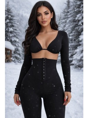 Queene Dreams Kadın Yüksek Bel Toparlayıcı Korse Detay Agraflı Çelik Kumaş Tayt
