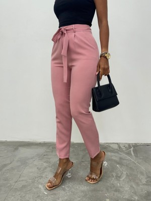 Queene Dreams Kemerli Bilek Pantolon     -Pudra