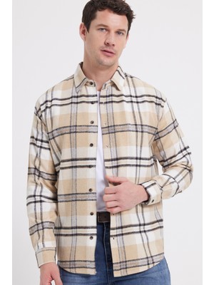 Tudors Erkek Relax Fit Rahat Kesim Kışlık Kareli Oduncu Gömlek
