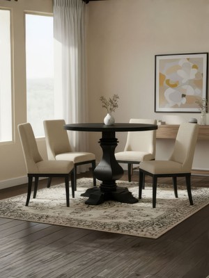 Gazzini Furniture Orleans Fransız Still Yuvarlak Ahşap Yemek Masası 100X100