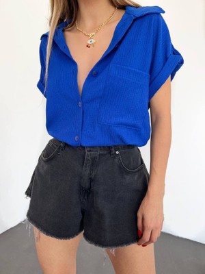 Queene Dreams Duble Kol Tek Cepli Bürümcük Gömlek  -Saks