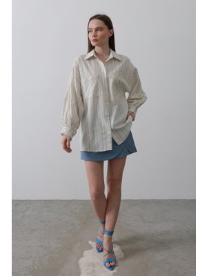 Queene Dreams Gömlek - Bej Mavi