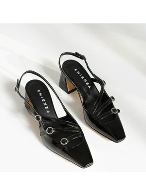 Emienza Marıl 1.sınıf Rugan Üçlü Çarpraz Tokalı Topuklu Ayakkabı