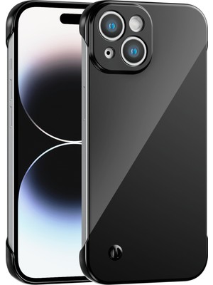 Vissona iPhone 13 Uyumlu Kamera Korumalı Yanları Açık Sararmaz Sert Mika Şeffaf Kılıf