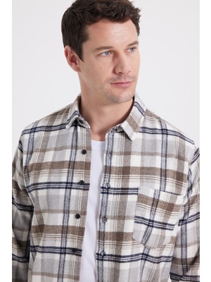 Tudors Erkek Regular Fit Kışlık Kareli Oduncu Gömlek Günlük Stil M Beden Uzun Kol