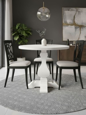 Gazzini Furniture Orleans Fransız Still Yuvarlak Ahşap Yemek Masası 120X120