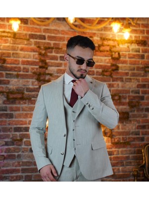 Dupont Slim Fit Kırlangıç Yaka Yelekli Takım Elbise