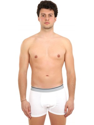 Erkek Likralı Boxer Beyaz
