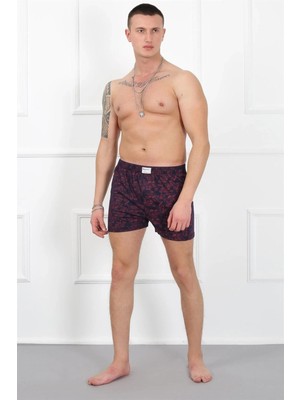 Erkek Penye Boxer Bordo - Lacivert