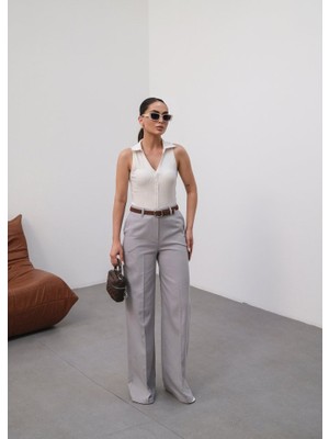 Queene Dreams Keten Kemerli̇ ve Dökümlü Palazzo Pantolon (Kemer Dahi̇l)