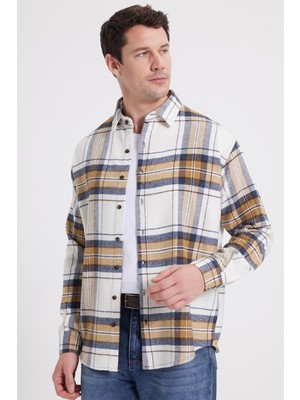 Tudors Erkek Relax Fit Kışlık Kareli Oduncu Gömlek Günlük Stil Uzun Kol 2XL