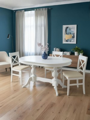 Gazzini Furniture Montclair Çift Baba Ayaklı Masif Ahşap Oval Yemek Masası 100X170