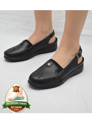 Ispartalılar T801 Hafif Esnek Ortopedik Taban Günlük Içi Deri Kadın Ayakkabı Yazlık Kadın Sandalet