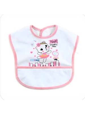 Sebi Bebe Sıvı Geçirmez Cepli Pvc Mama Önlüğü (001-8440)-Pembe