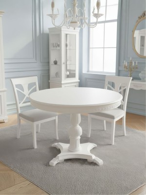 Gazzini Furniture Royal Eagle Ingiliz Still Yuvarlak Ahşap Oymalı Yemek Masası