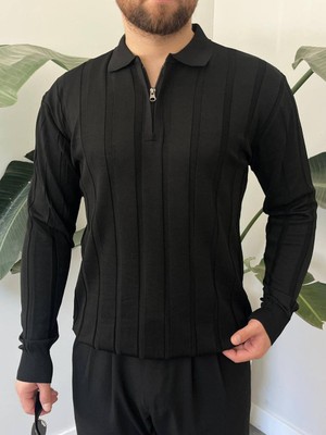 Essenza Erkek Fitilli Yarım Fermuarlı Polo Yaka Triko Kazak