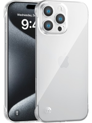 Vissona iPhone 15 Pro Uyumlu Kamera Korumalı Yanları Açık Sararmaz Sert Mika Şeffaf Kılıf