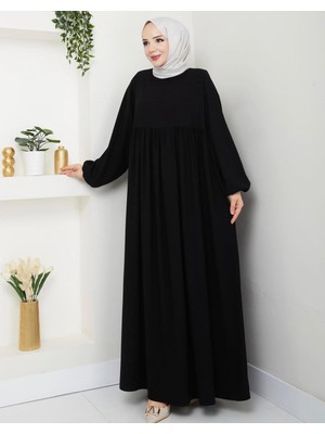Moda Medine Ipeği Roba Detaylı Salaş Tesettür Elbise 3 Renk Büyük Beden Uyumlu