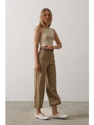 Queene Dreams Kemer Pens Detaylı Pantolon - Haki