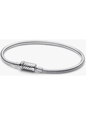 Pandora Mıknatıslı Kolay Kapanır Yılan Zincirli Bileklik 925 Ayar Gümüş
