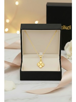 Yoncalı 14 Ayar Sarı Altın Bayan Kolye