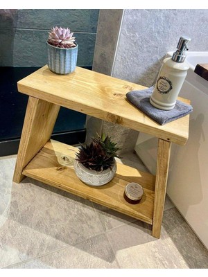 CopperWood Masif Ahşap Banyo Sehpası Dekoratif