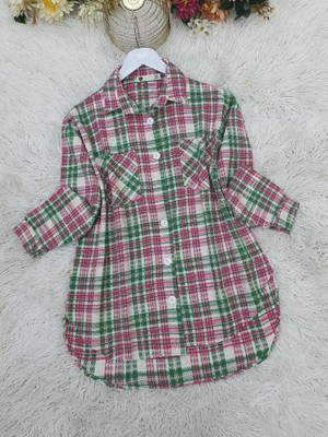 Queene Dreams Boydan Düğmeli Çift Cepli Tüvit Gömlek  -Pembe