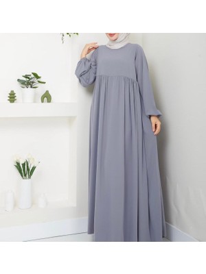 Moda Medine Ipeği Roba Detaylı Salaş Tesettür Elbise 3 Renk Büyük Beden Uyumlu