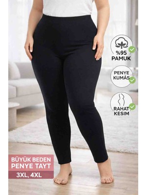 Medament Büyük Beden Ağlı Penye Tayt (Extra Büyük Beden) Rahat Kalıp, Yüksek Bel