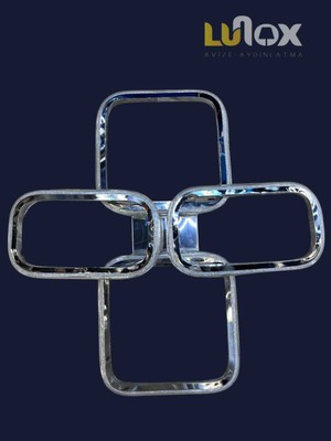 Lunox Quadra Shine Krom LED Tavan Avizesi – Modern Geometrik Kare Tasarım, Salon ve Oturma Odası Için