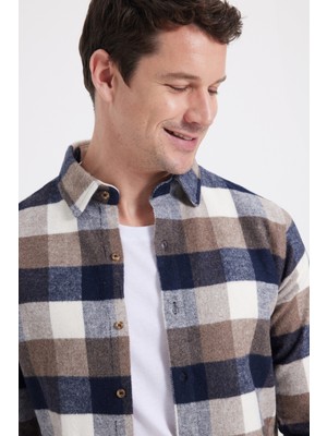 Tudors Erkek Slim Fit Dar Kesim Kareli Kışlık Oduncu Gömlek