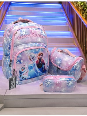 MegiHero  Kız Çocuk Ilk Okul Çantası 3'lü Set Ilkokul Çantası Karakter Desenli Takım Mavi Els