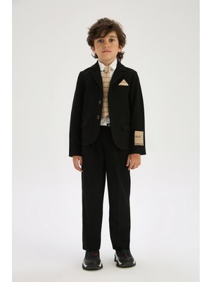 Nebbati Bg Store Erkek Çocuk Siyah Ceket Regular Fit Normal Yaka Casual Stil 14 Yaş