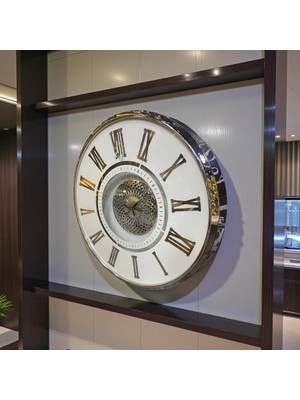 Sleep Nova Silver Crown Roma Rakamlı Büyük Boy Dekoratif Duvar Saati